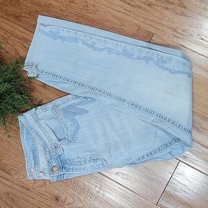 Reba Light Blue Straight Leg Jeans with Embroidery 4